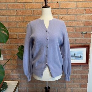 Vintage Adele Joyce Lambswool Lilac Cardigan Sweater Size Small
